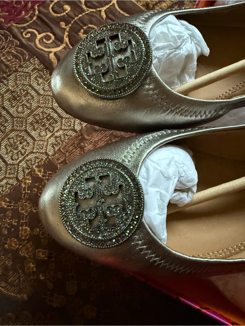Tory Burch Liana Ballet Flat Silver Metallic